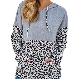 Leopard Print Hoodie for Women LARGE
